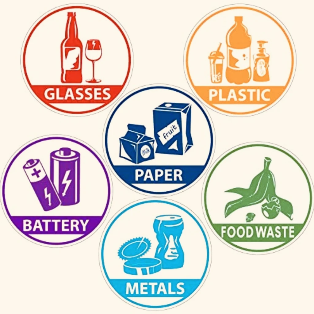 Recycling labels for bins