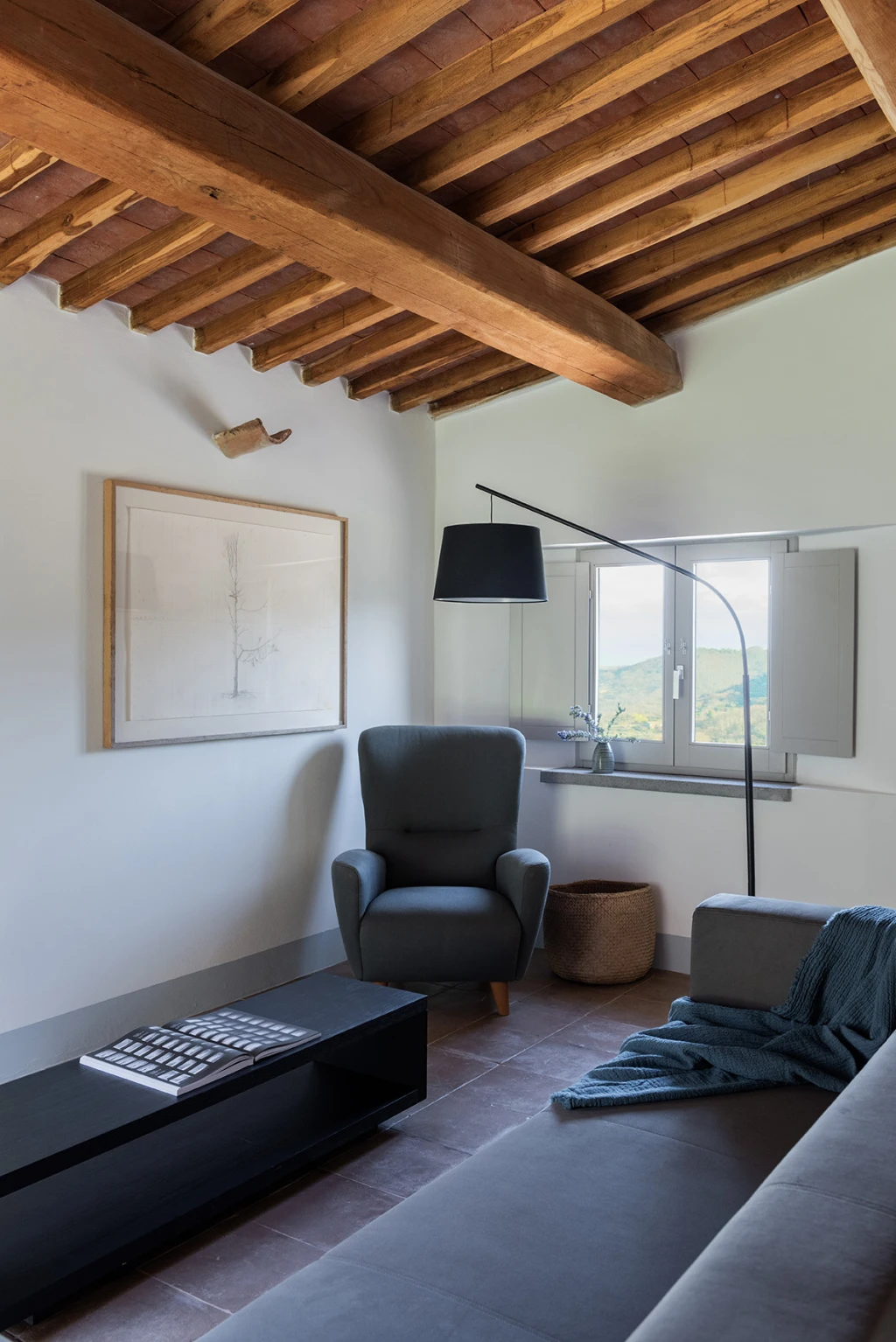 The luxury contemporary suite; occupancy 2 guests. Stunning view of the Etruscan hill-tops
